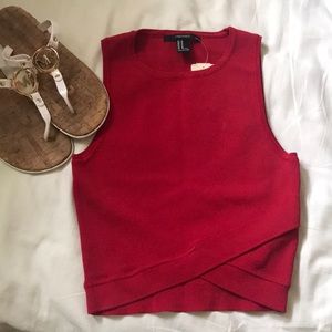 Red knit crop top